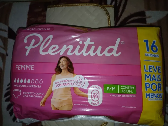 Roupa íntima descartável Plenitud Femme incontinência urinária moderada a intensa P/M 16un