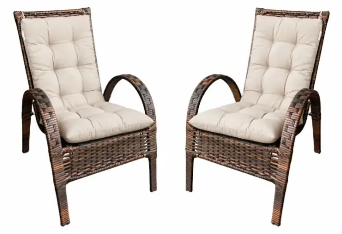 KIT 2 CADEIRAS JUNCO, COM ALMOFADAS FUTON