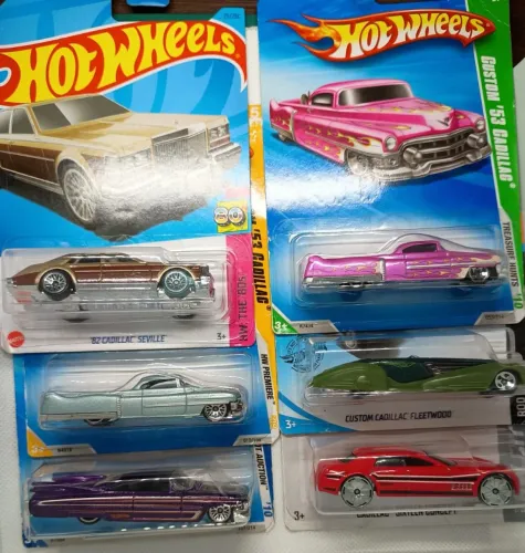 Lote Exclusivo Hot Wheels Cadillac - 6 Miniaturas (Inclui Treasure Hunt)