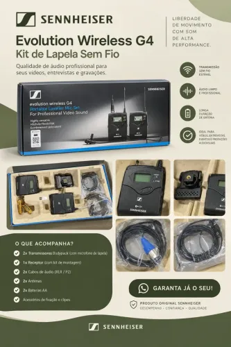 Kit Microfone de Lapela Sem Fio Sennheiser Evolution Wireless G4