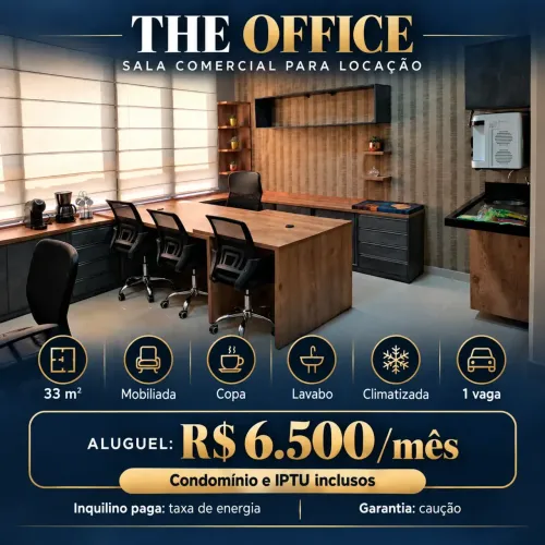 THE OFFICE 33M2 ALUGO MOBILIADO OPORTUNIDADE EM ADRIANÓPOLIS.