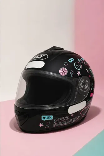 Capacete Moto Infantil Criança Fly Young Live Cor Preto Brilhante