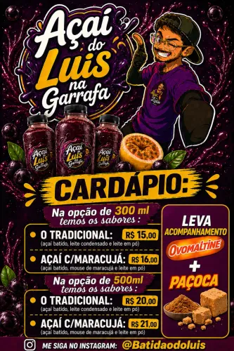 Açaí na Garrafa 300ml e 500ml