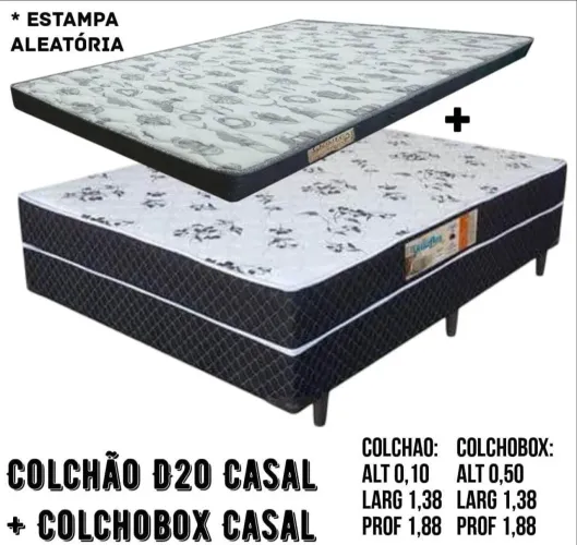 Cama Box Casal Ortopédica + Colchão D20 Casal