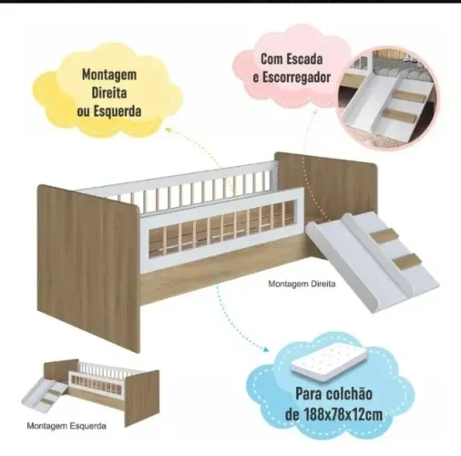 Cama infantil com escorregador
