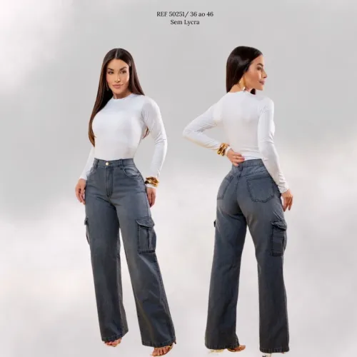 Calça Cargo Jeans/ sem lycra