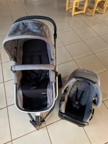 Carrinho Travel System Mobi TRIO - Safety 1st Grey Denim Silver completo.