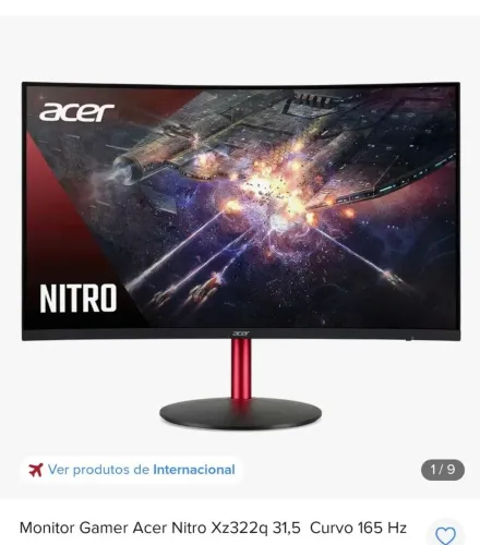 Monitor gamers acer nitro 31,5" 165htz