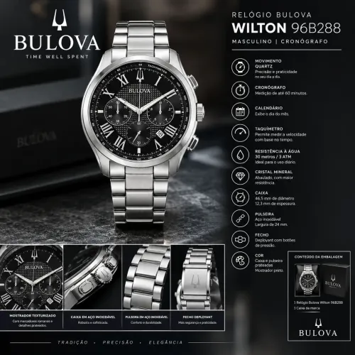 Relógio Bulova Wilton 96B288 Cronógrafo Quartz