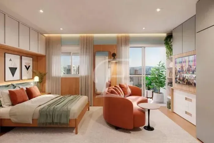 Studio, alugar, sem vaga, 25m2, 1 suíte, frente, vista livre para o Shopping Vila Olímpia,
