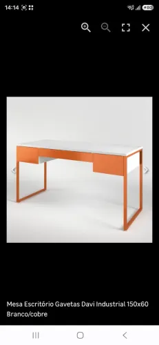 Mesa de escritório com tampo de vidro , frente das gavetas de metal super tendência. 