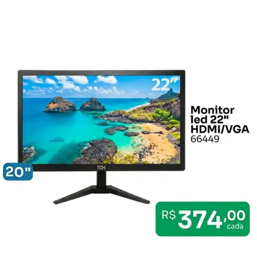 Monitor LED 22" HDMI/VGA - Ideal para Home Office ou Jogos - Frete Grátis