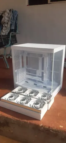 Gabinete Gamer Liketec Cygnus Snow White + 6 Fans ARGB Brancas Reversas StarLink