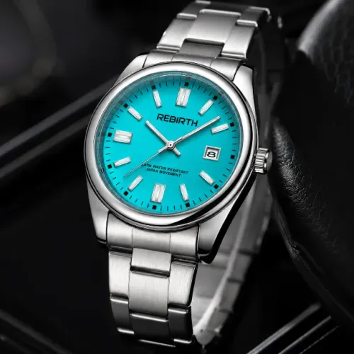 Relógio Rebirth B003 Azul Tiffany Quartz Aço Novo no Brasil