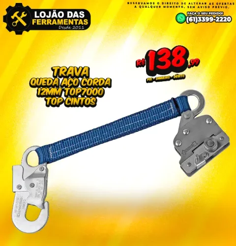 Trava Queda Aço Corda 12mm TOP7000 Top Cintos