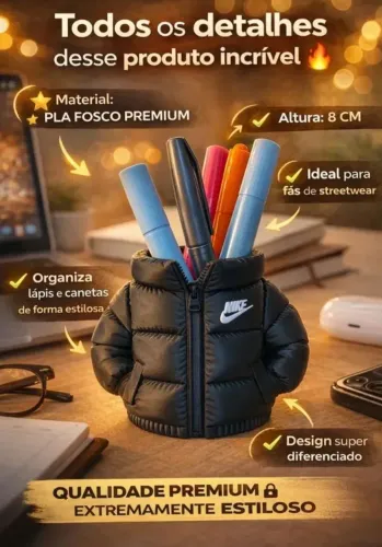 PORTA CANETAS JAQUETA PUFFER NIKE DECORATIVO 