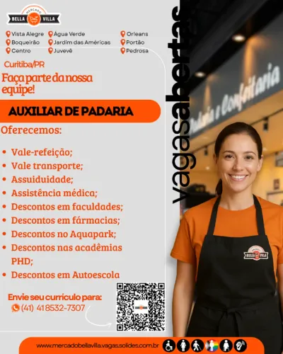 Vaga para Auxiliar de Padaria