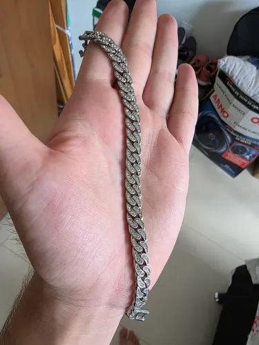 Pulseira Aço inox cravejada