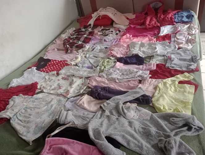 Lote Grande de roupas bebê menina P M,bolsa maternidade,1 saco de dormir