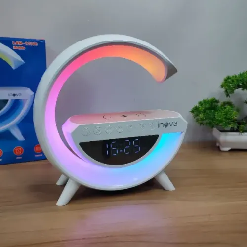 Caixa De Som Luminária G Carregador De Indução De Mesa