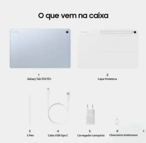 Tablet Samsung Galaxy Tab S10 FE, 128GB, 8GB RAM, Tela Imersiva de 10.9" 90 Hz