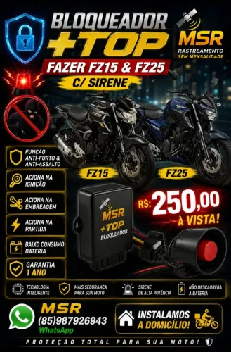 Bloqueador +Top Fazer Fz15 e Fz25 "Já Instalado"