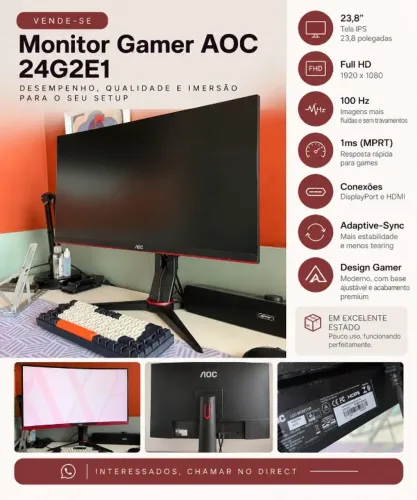MONITOR AOC 23,8" 100hz 1ms
