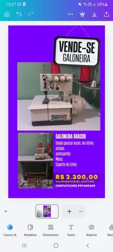 Máquina de costura galoneira 