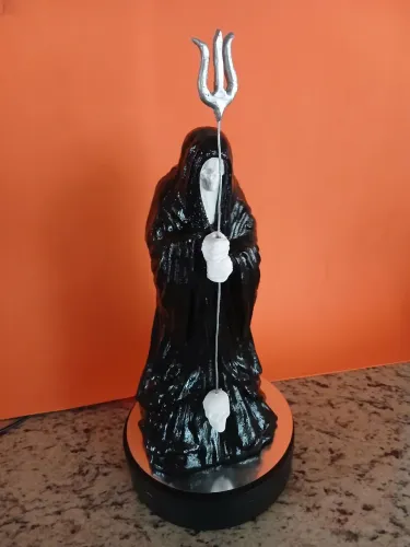 Escultura, imagem Exu Caveira 24 cm com garfo