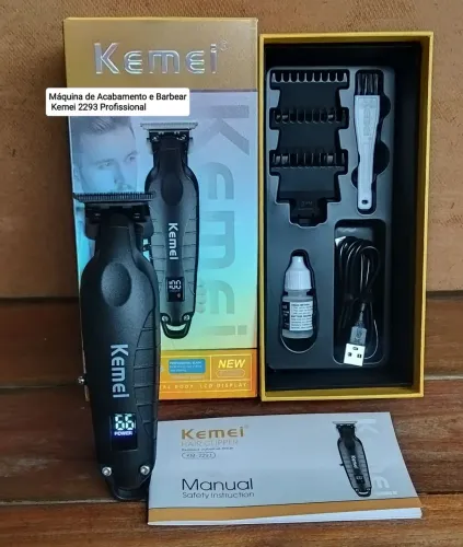 Máquina de Acabamento e Barbear Kemei 2293 Profissional Nova Lacrada Sem Uso