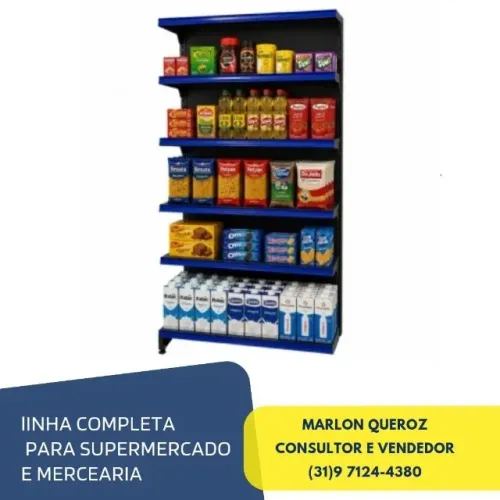 Gôndola de Parede Preta 6 Bandejas Polar