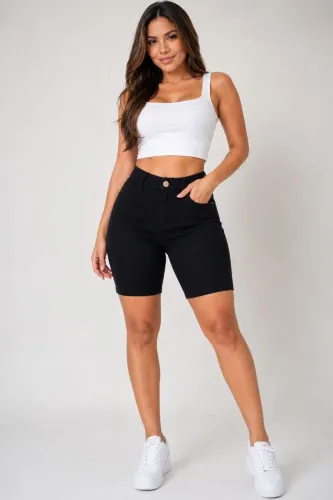 Short pedal preto com lycra