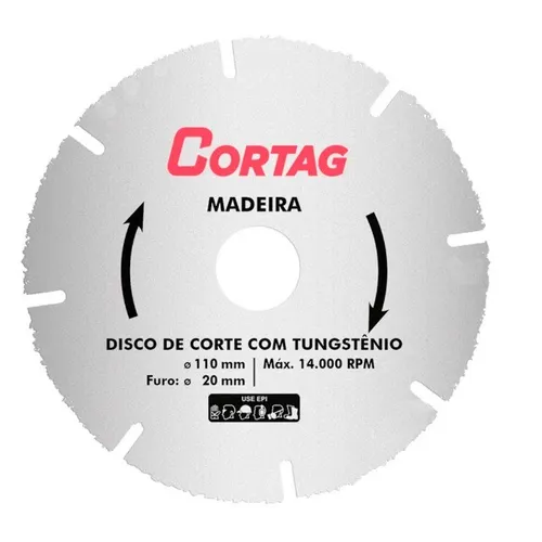 Disco de Corte Tungstênio Segmentado p/ Madeira 110mm x 20mm Cortag