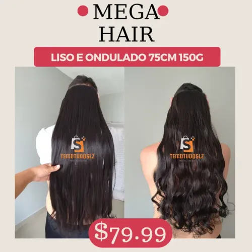 MEGA HAIR ORGÂNICO IDÊNTICO AO CABELO HUMANO 75CM(LOJATEMDTUDOSLZ)