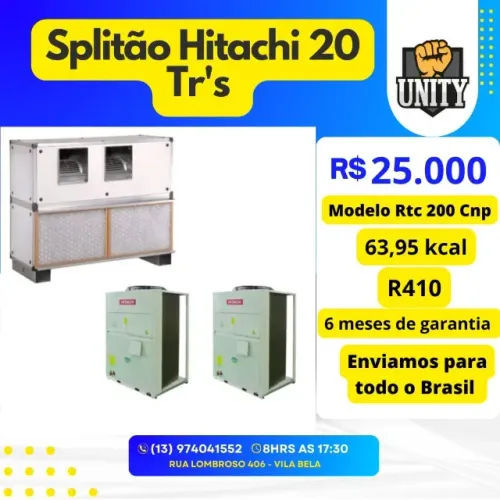 Splitão hitachi 20 trs R410a Modelo Rtc 200 Cnp