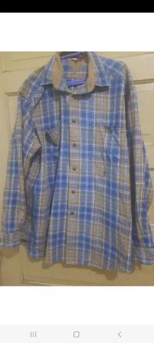 Camisa Tommy Hilfiger xadrez azul e bege