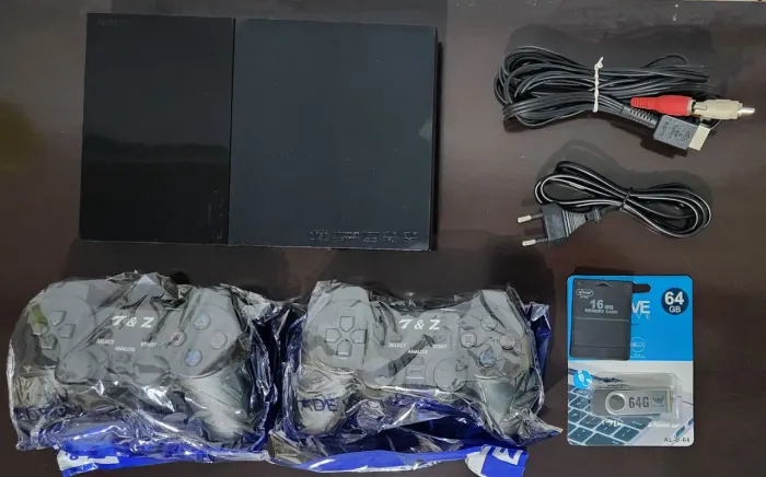 Ps2 Play Station 2 com 2 Controles e Jogos