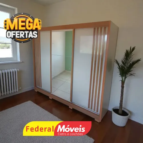 Guarda Roupa Casal com Espelho 3 Portas 4 Gavetas - Promoção Limitada 