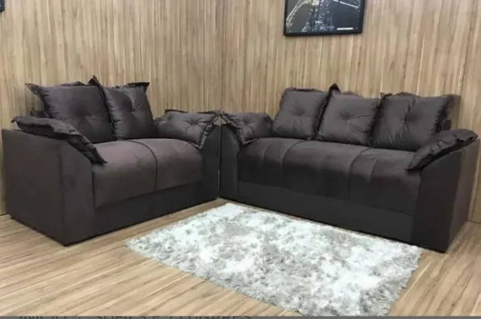 Sofá 2x3 Lugares Paris Sued Marrom - Entrega Rápida! 