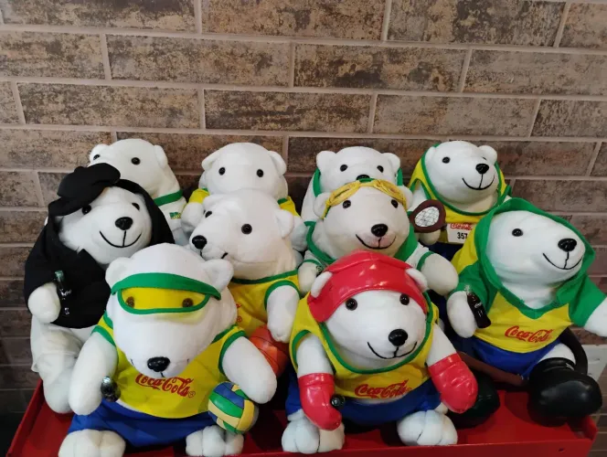 Coleção antigas pelúcias Ursos polar Coca-Cola Olíimpiadas 
