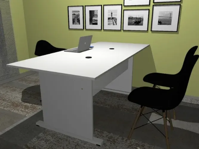 Mesa Executiva Base Em Madeira Maciça com MDF: L160cm x P80cm x A74cm.