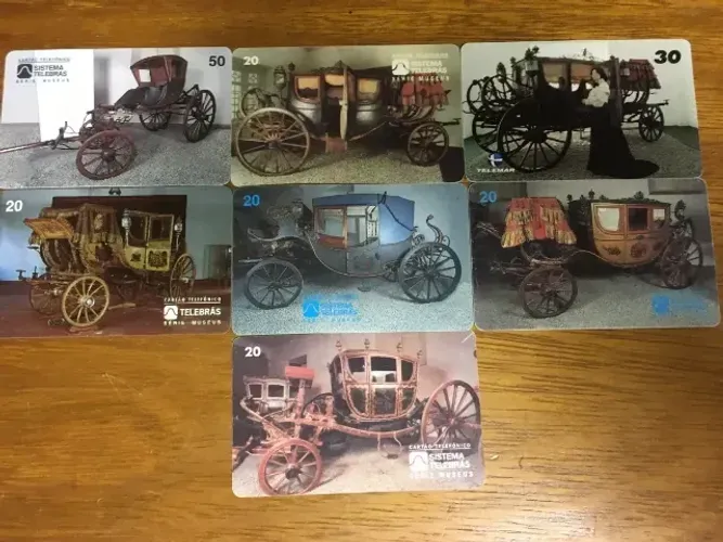 Coleção 7 Cartões Telefônicos Série Carruagens 