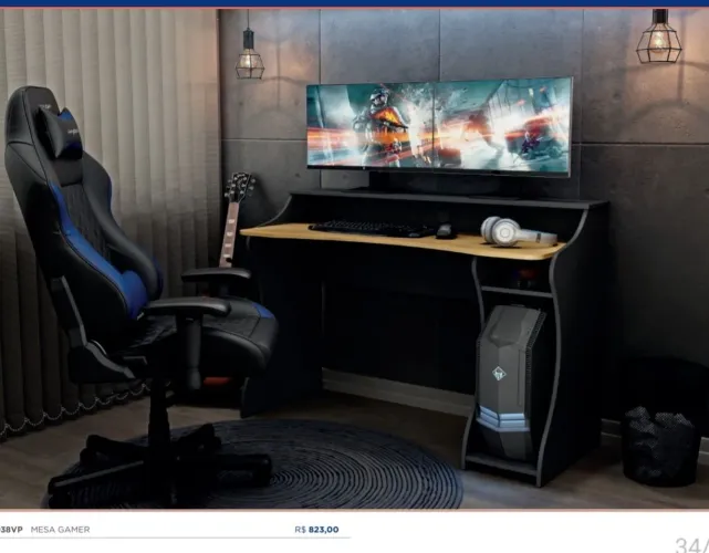 Mesa Gamer Madeira Maciça 