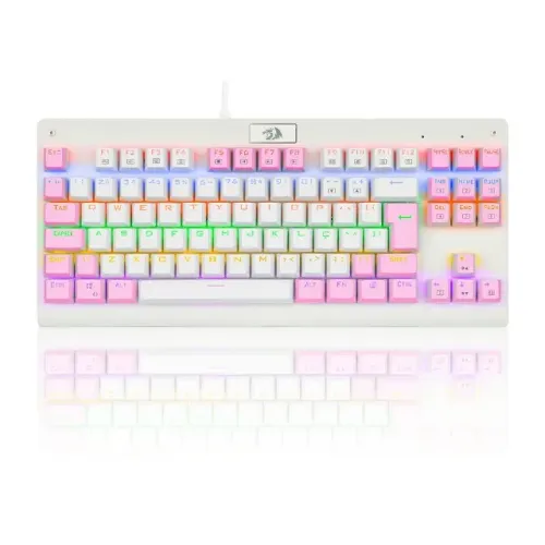 Teclado Mecânico 80% Redragon Dark Avenger White/Pink Rainbow Switch Blue - WZetta