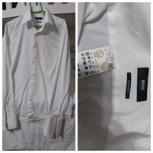 Camisa Social Branca Manga Longa BOSS  número 39   2 punho 