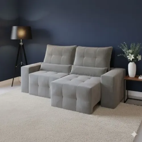 Sofá retratil e reclinavel cinza 2m de largura (novo de fabricas)