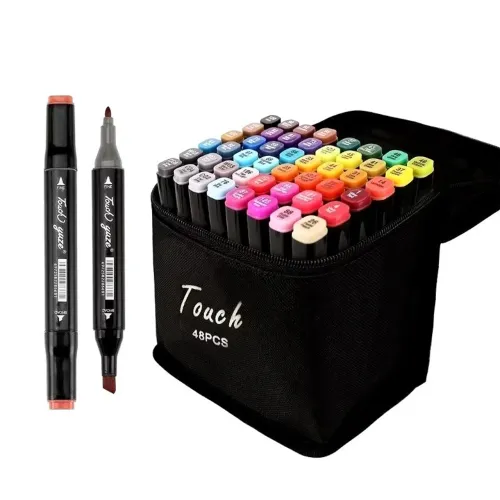 Kit 48 peças Caneta Marcadora Com estojo Ponta Grossa e Fina Aquarela papelaria Escolar