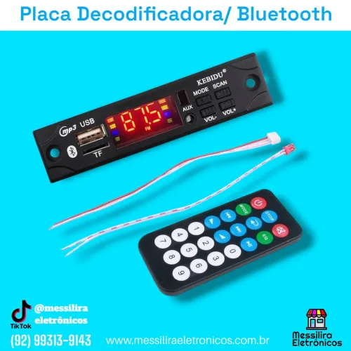 Placa Decodificadora Bluetooth MP3 com Controle Remoto
