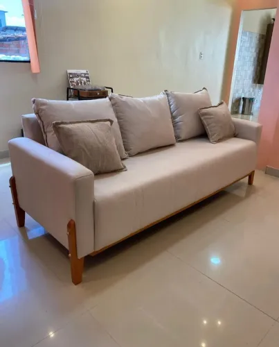 Sofa fixo 4 lugares em linho 2.10m 