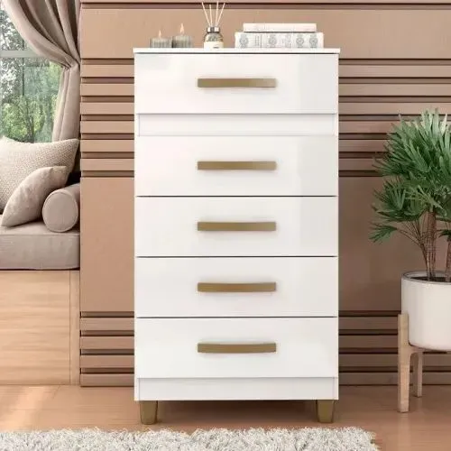 Cômoda Malta 5 Gavetas Fellicci Branco